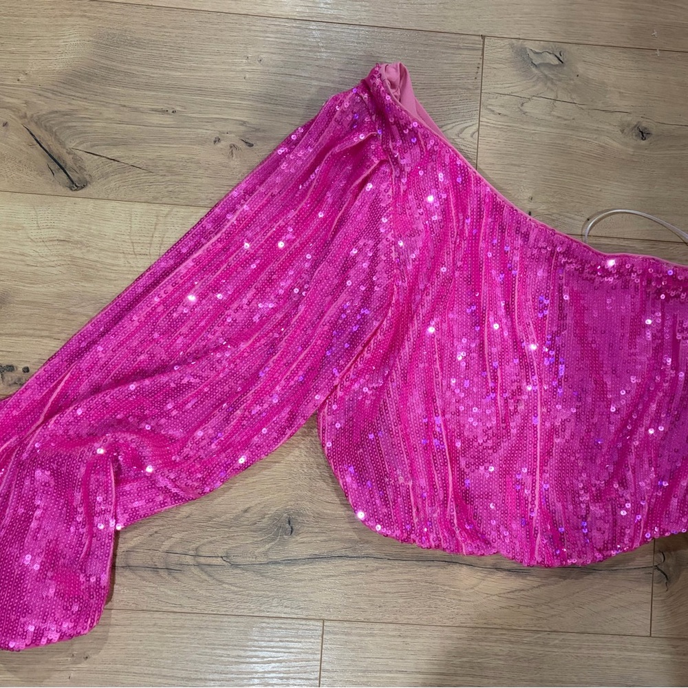 Show Me Your MuMu Pink Sequin Off-Shoulder Bra